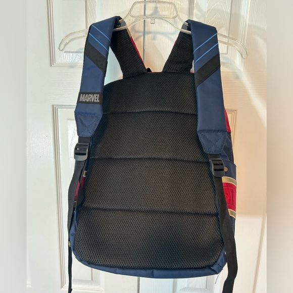 Captain Marvel Backpack Bookbag Adjustable Straps Multi Pocket Red Navy Unisex - Picture 9 of 14